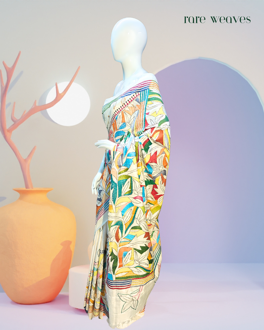 Blended Bangalore Silk with Reverse Kantha
