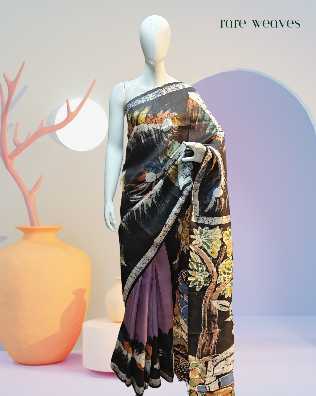 Murshidabad Silk with Hand Batik