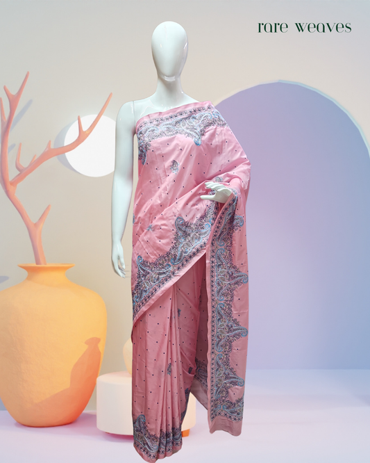 Blended Bangalore Silk with Kashmiri Hand Embroidery