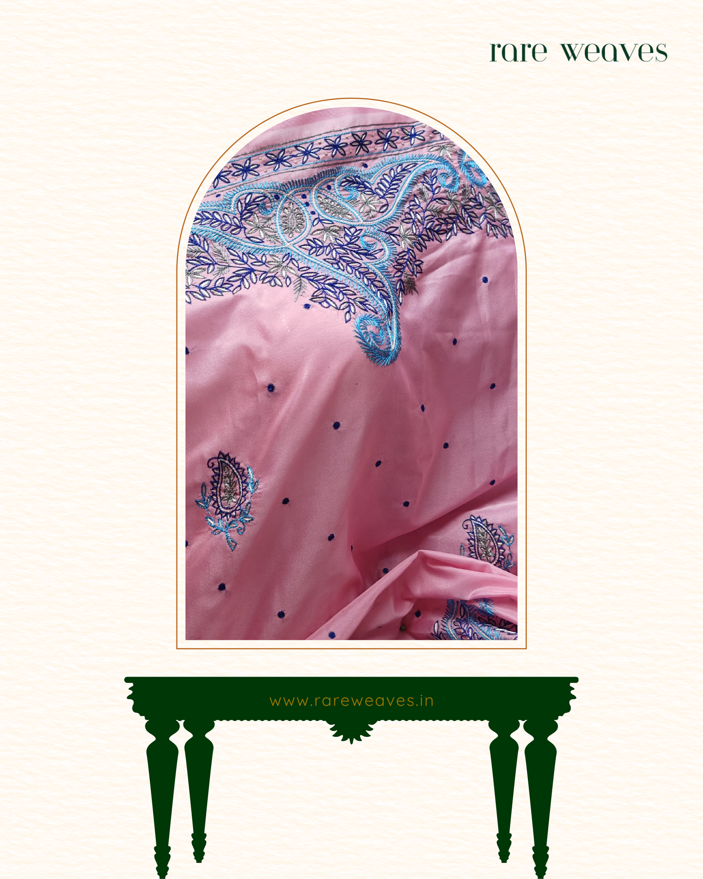 Blended Bangalore Silk with Kashmiri Hand Embroidery