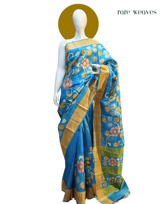 Handpainted Tussar with Zari border