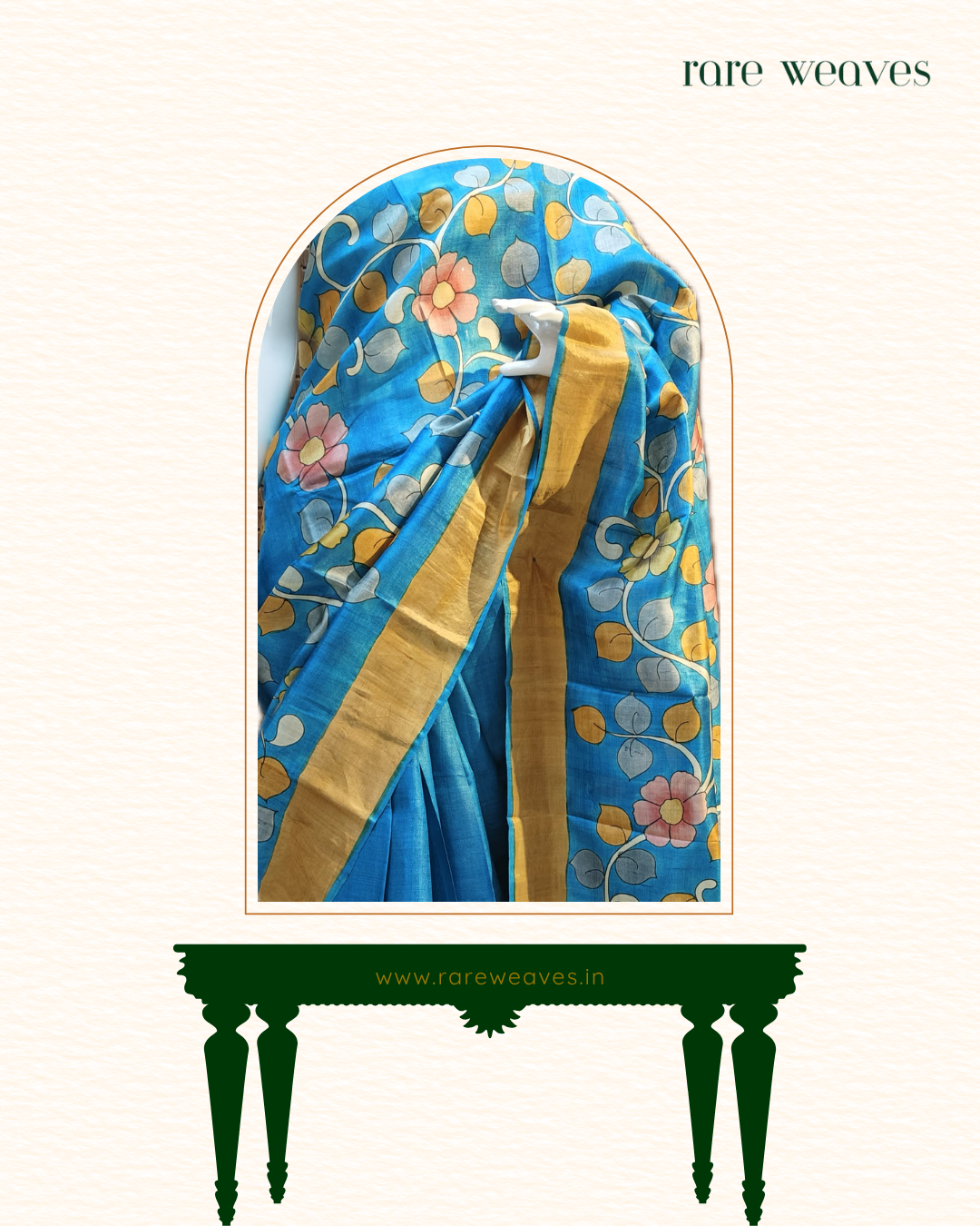 Handpainted Tussar Silk with Zari Border