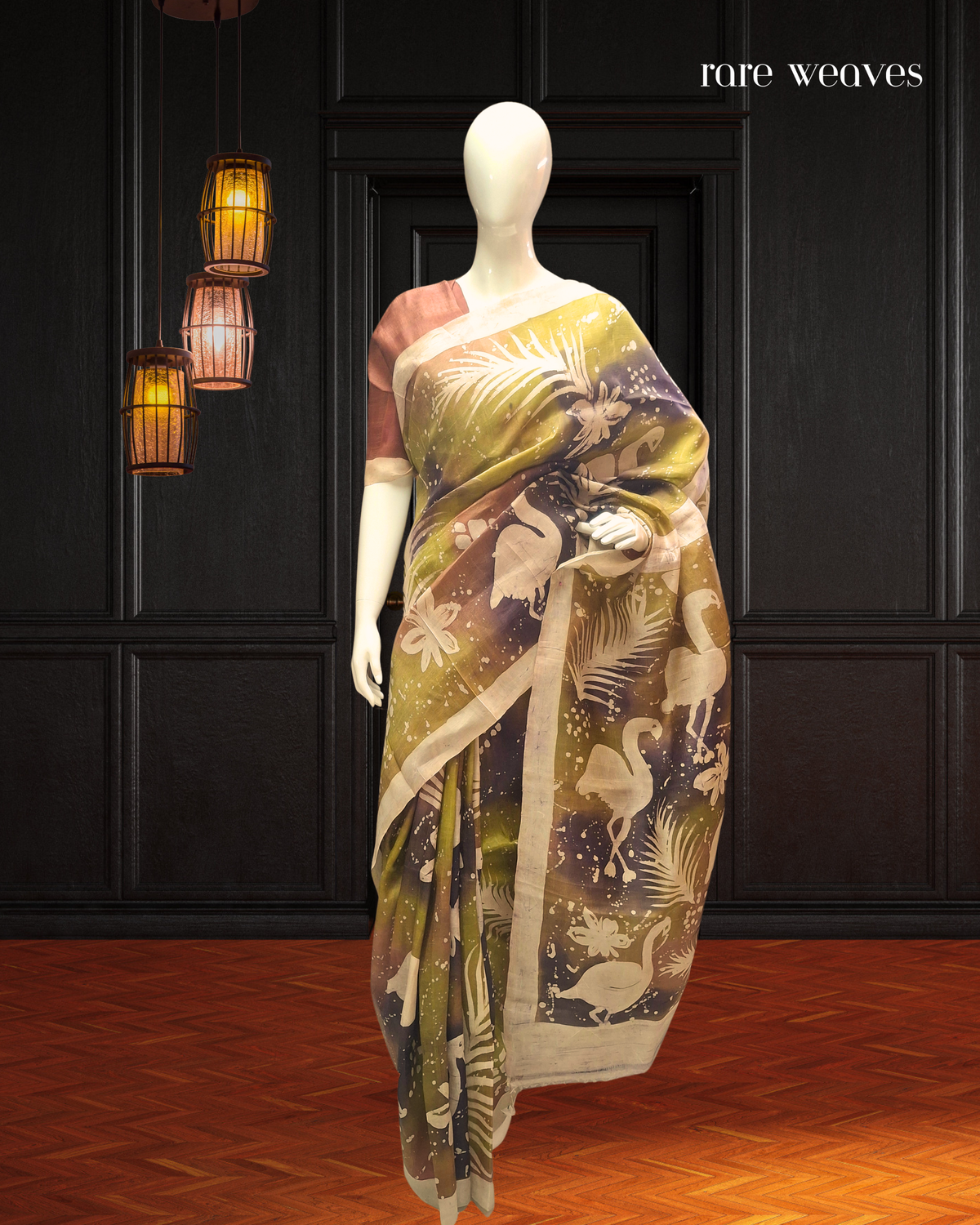 Hand Batik on Murshidabad Silk