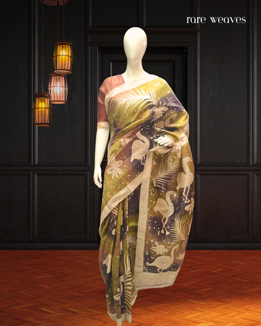 Hand Batik on Murshidabad Silk