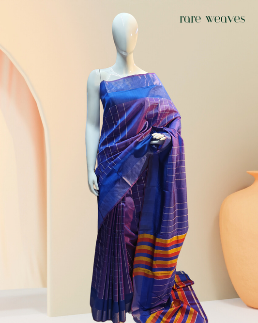 Weaving on Bishnupur Katan Silk with Zari Border