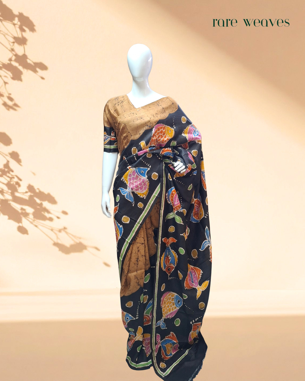 Hand Batik on Murshidabad Silk