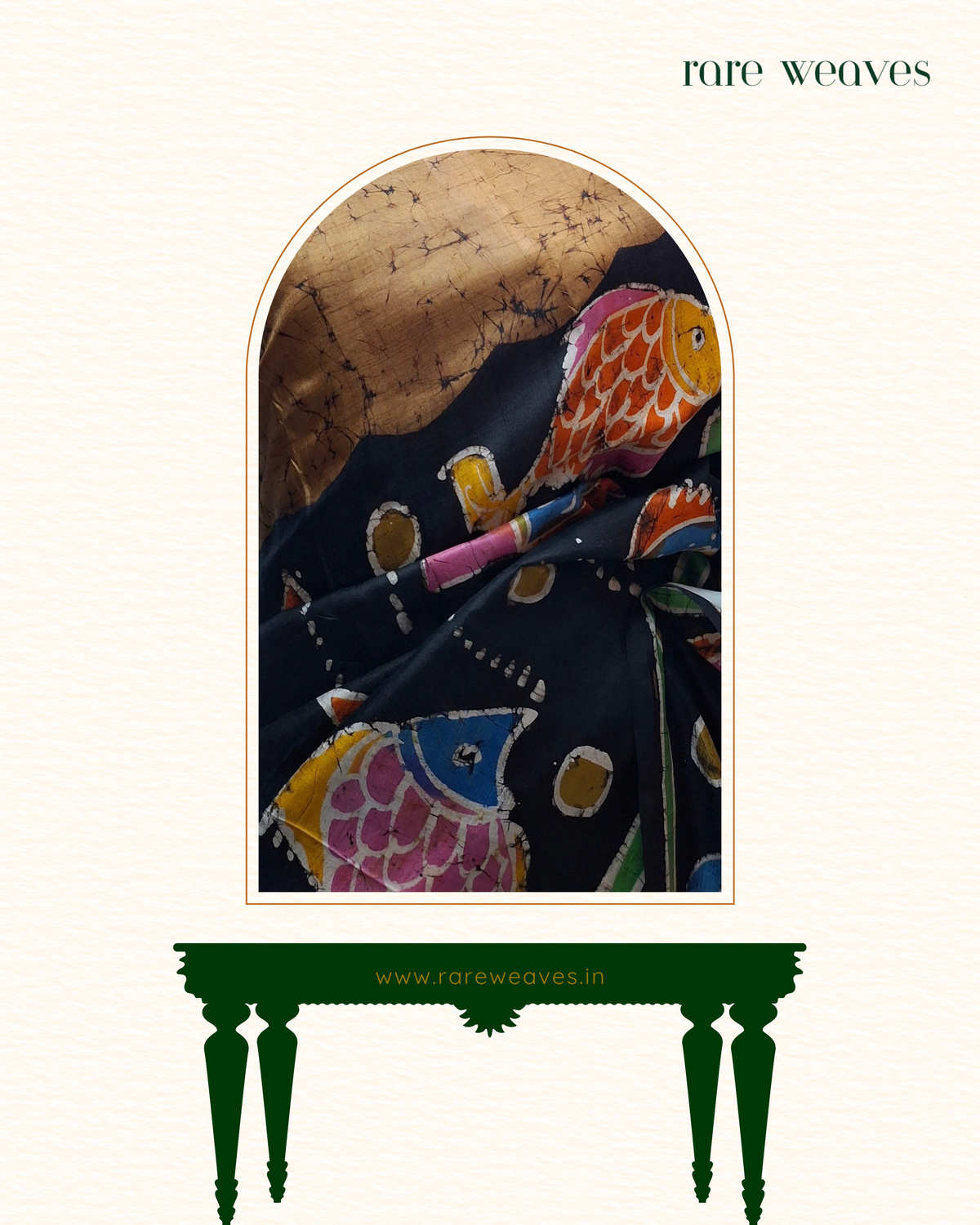 Hand Batik on Murshidabad Silk