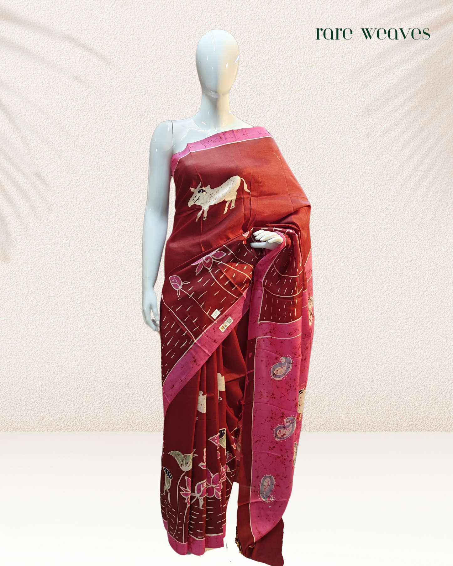 Pichwai Art Batik on Bishnupur Katan Silk