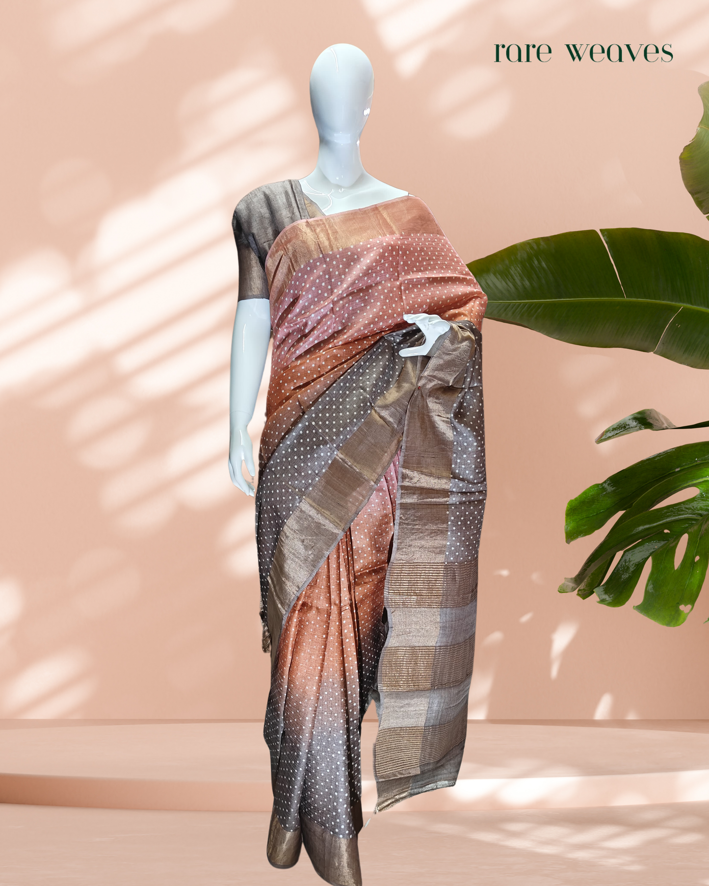 Polka Dots on Tussar Silk