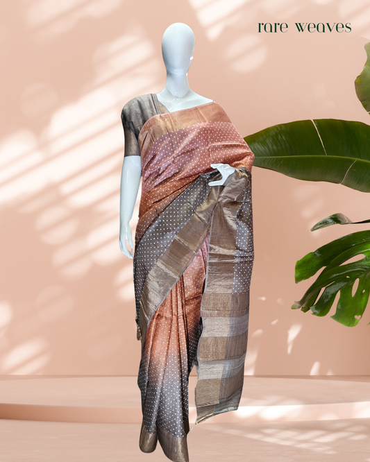 Polka Dots on Tussar Silk