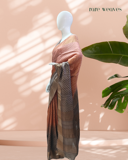 Polka Dots on Tussar Silk