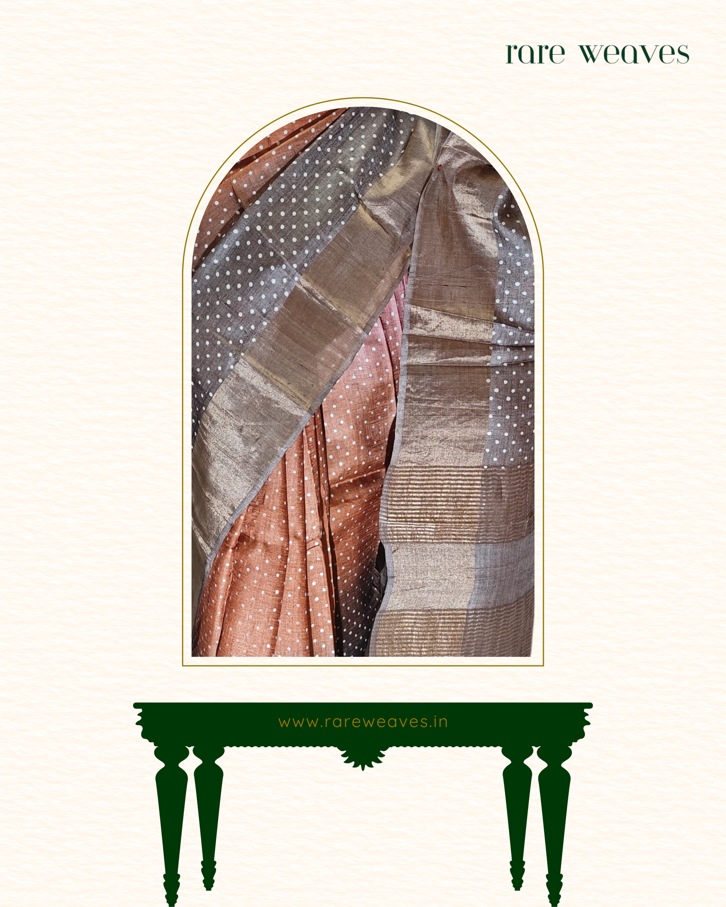 Polka Dots on Tussar Silk