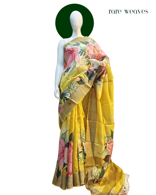 Handpainted Tussar with Zari border