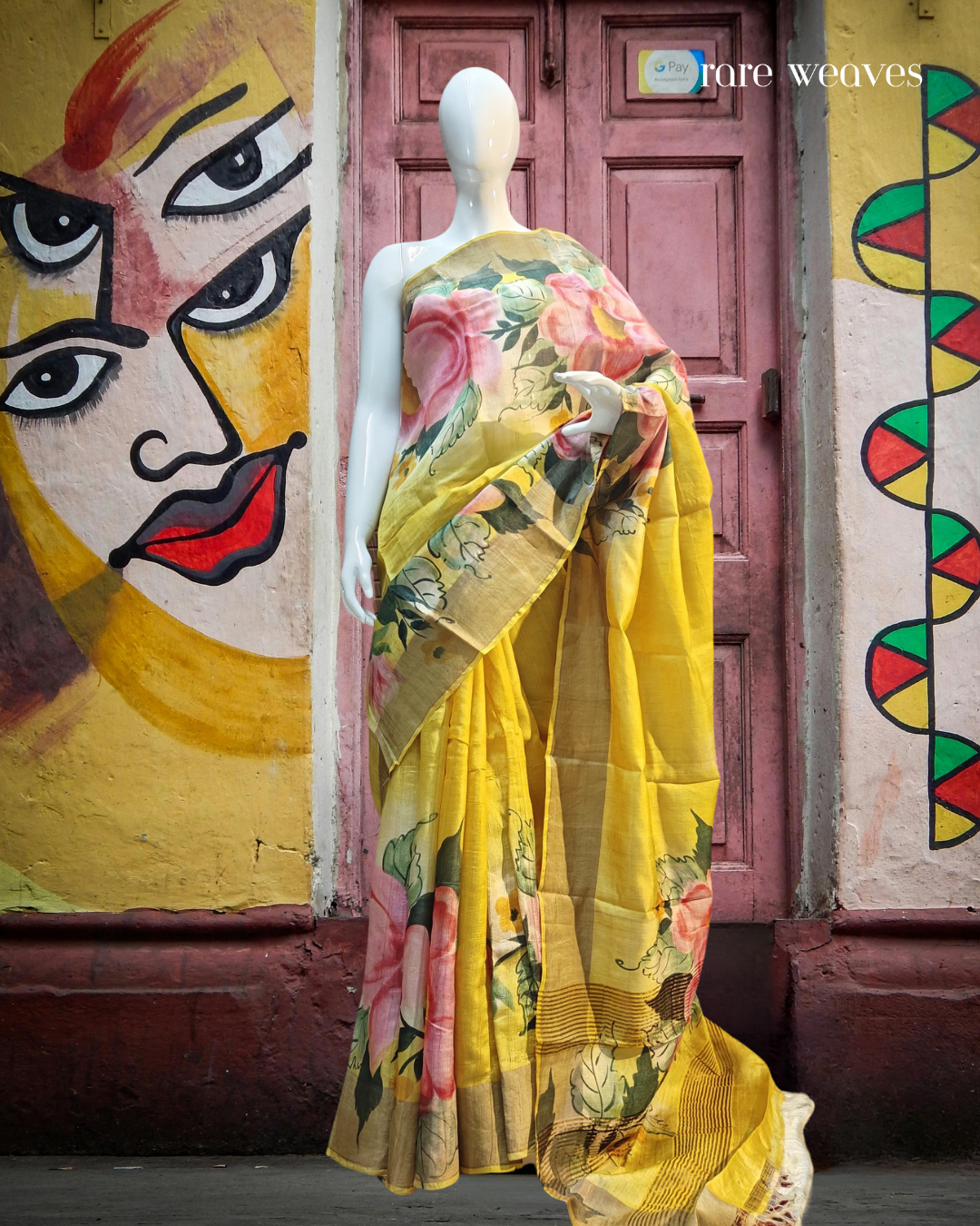 Handpainted Tussar Silk with Zari Border