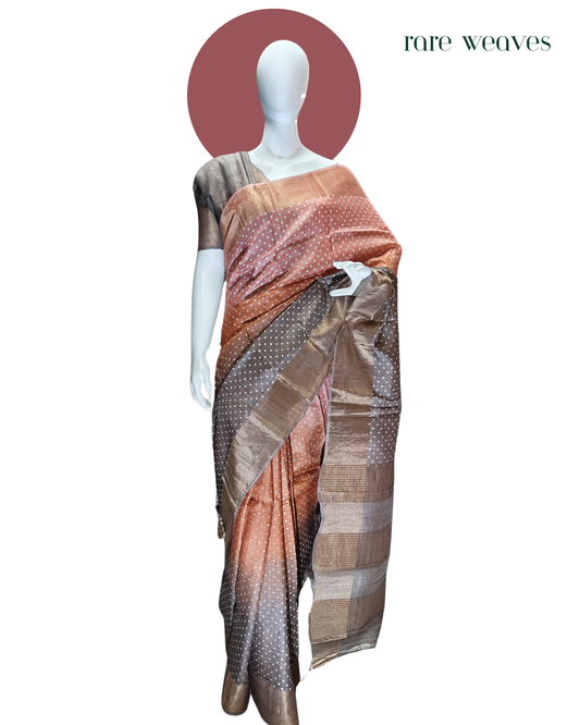 Polka Dots on Tussar Silk