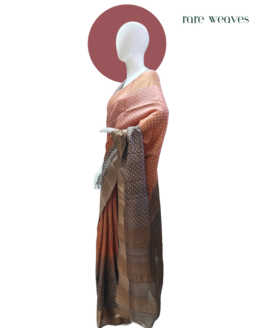 Polka Dots on Tussar Silk