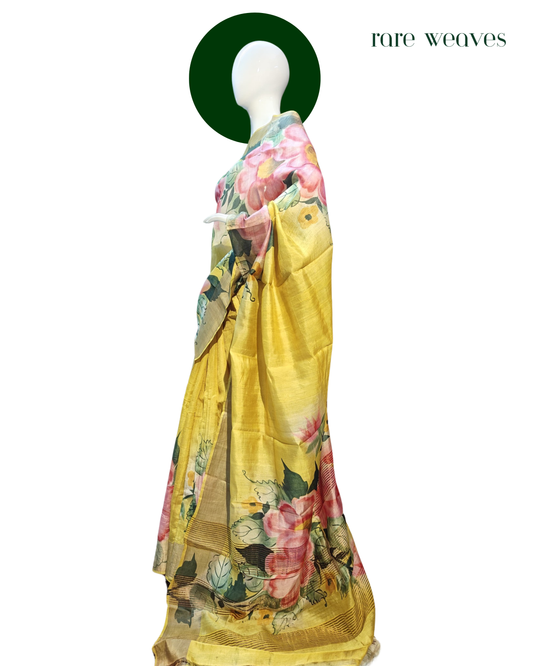 Handpainted Tussar with Zari border