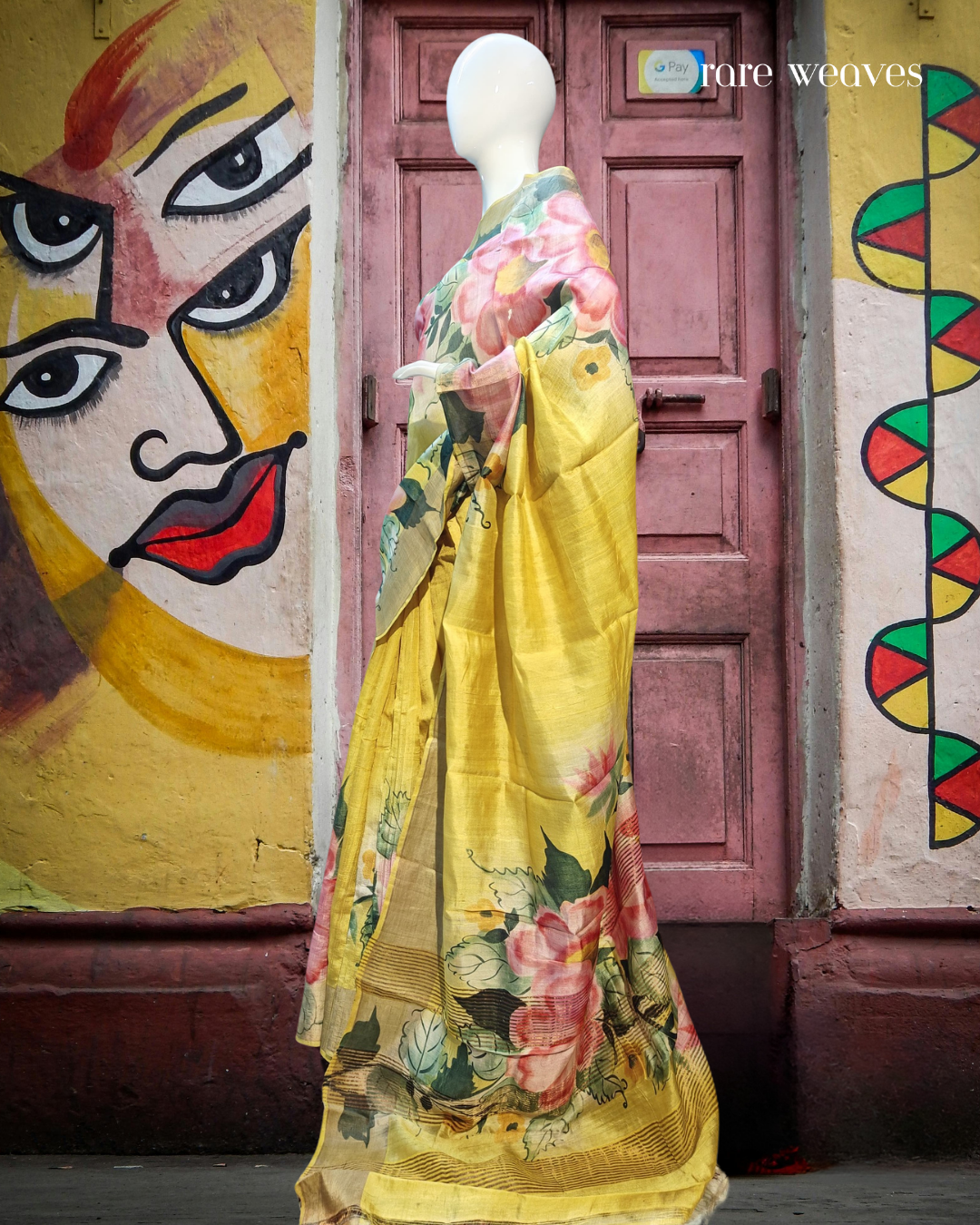 Handpainted Tussar Silk with Zari Border