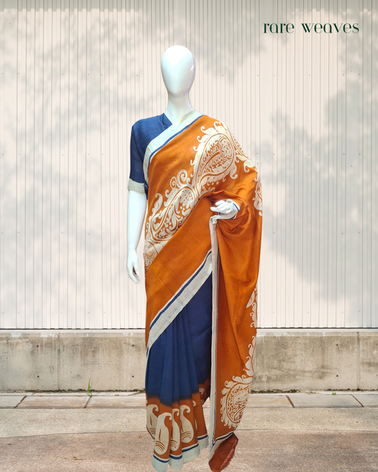 Hand Batik on Murshidabad Silk